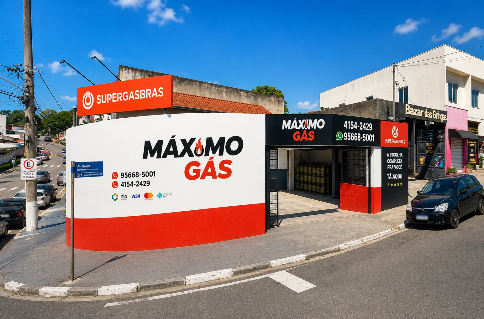 Fachada da loja Máximo Gás Santana de Parnaíba